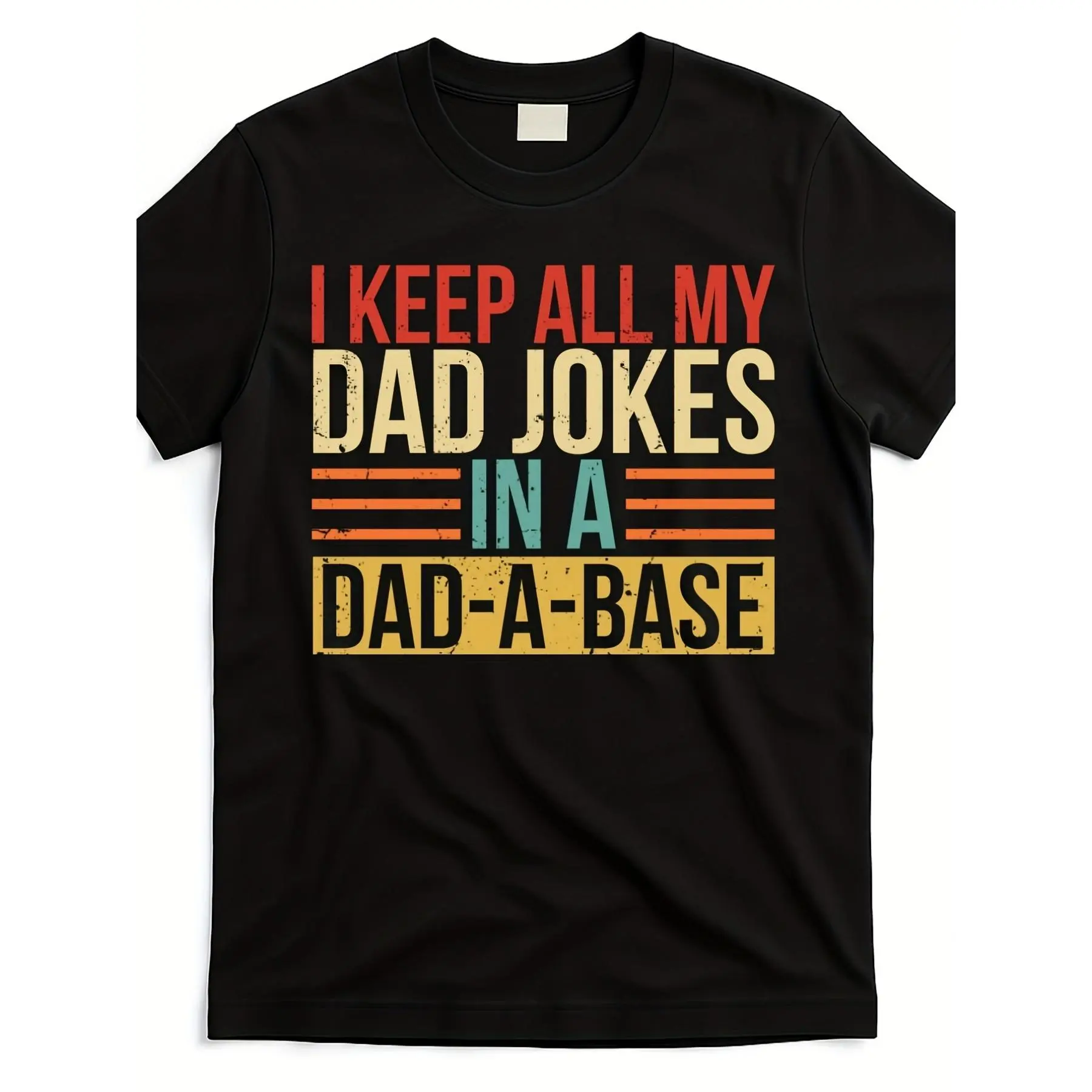 Funny Dad Jokes T-Shirt for Men & Women - "I Keep All My Dad Jokes in a Dadabase" Graphic Print, 220GSM Pure  Retro Humor Tee, Unisex Casual Shirt for Year-Round Wear