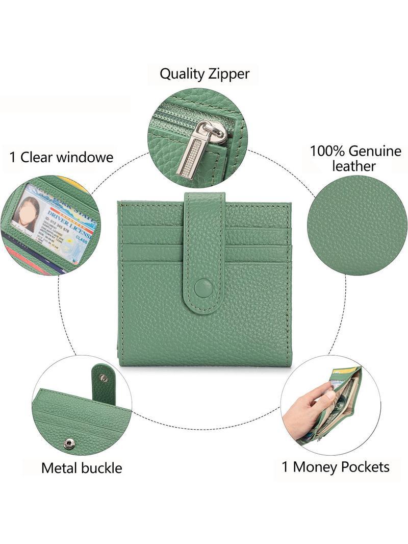 Women's Solid Color Leather Bifold Wallet, Fashionable Zipper Coin Purse with ID Window, Casual Versatile Card Holder for Daily Use