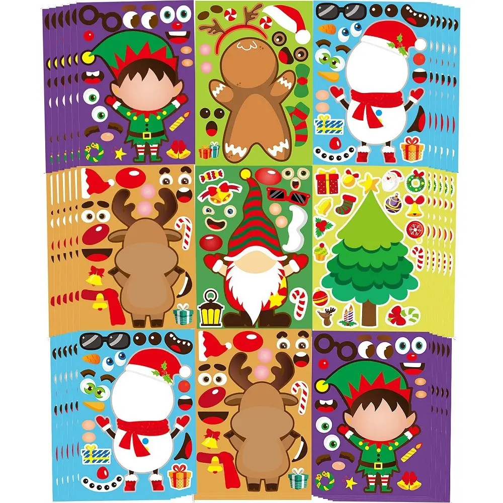 Christmas Themed Stickers, 24 Sheets Set, Cute Cartoon Patterns, DIY Decals for Water Bottles, Laptops, Phone Cases, Scrapbooking, Journaling