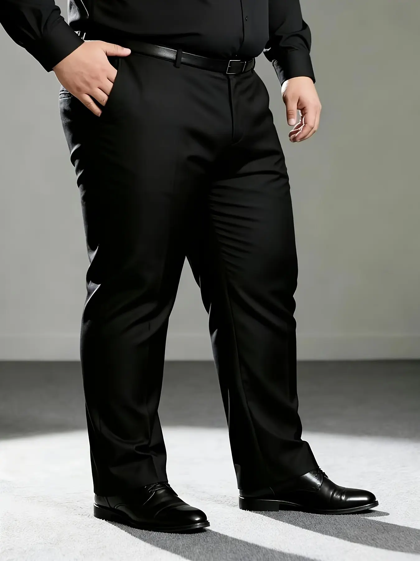 Plus Size Men's Lightweight Plain Business Blazer, Ultra-Thin Breathable Fabric, Casual Elastic Waist Long Pants, Workwear, Formal Business Attire, Formal Commuter Workwear