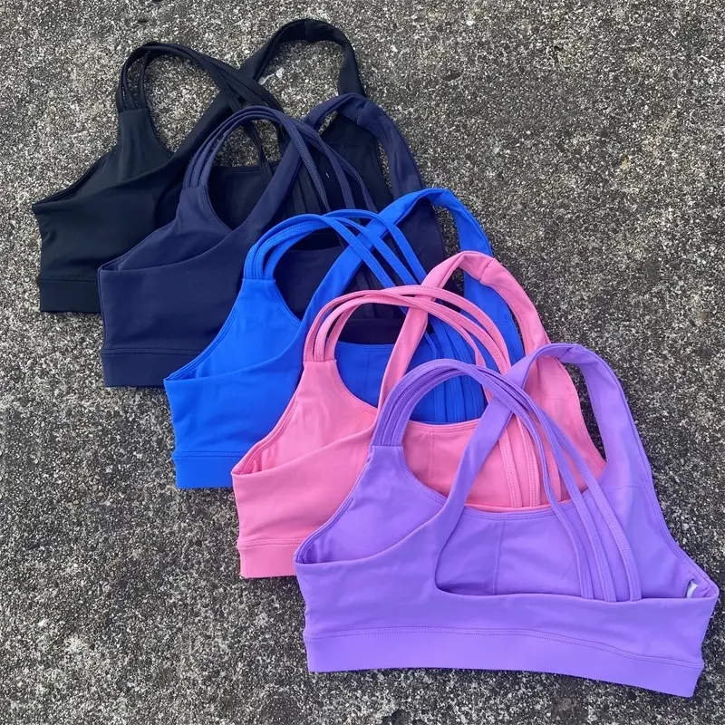 Straps Bra Push Up Gym Underwear Women Breathable Yoga Vest Clothes Impact Workout Top With Chest Pad,sets,Soft,Strappy,Backless