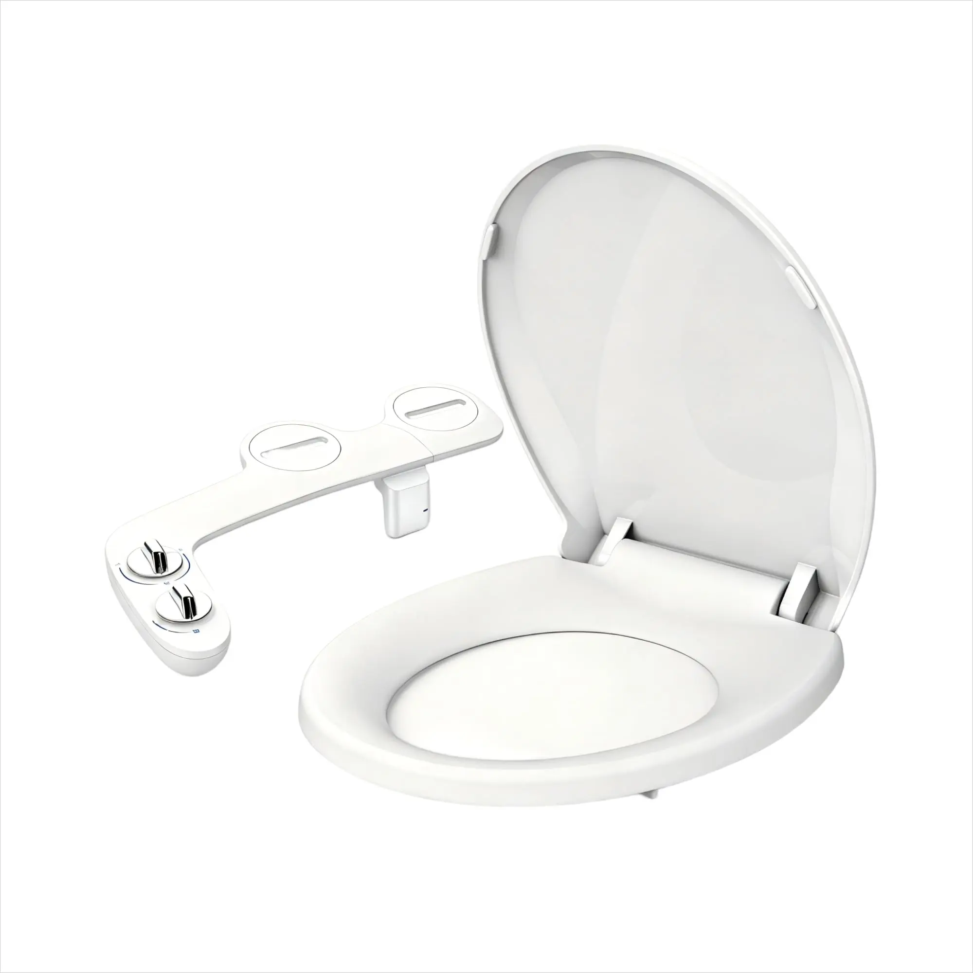 Garvee Non-Electric Dual-Nozzle Bidet Toilet Seat Combo - Soft-Close, Self-Cleaning Front/Rear & Feminine Wash, Adjustable Angle, Quick-Release Easy Clean, Global Fit - White