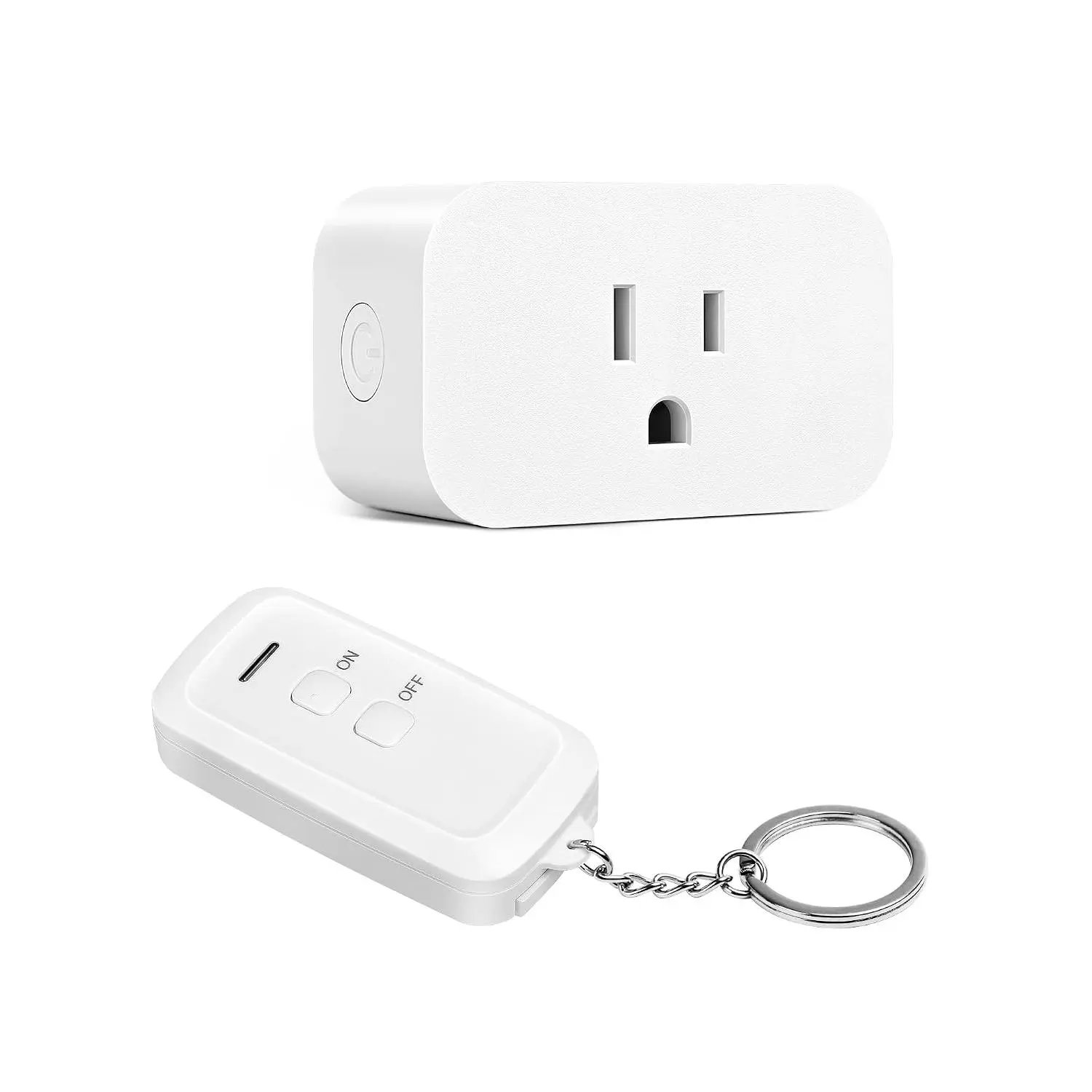 Indoor RF Control Remote Socket - 15A/1875W, 100FT RF Range, 125V 60Hz, No Interference, No Wiring, Compact Programmable Mobility Aid Remote Outlet for Bedrooms, Living Rooms