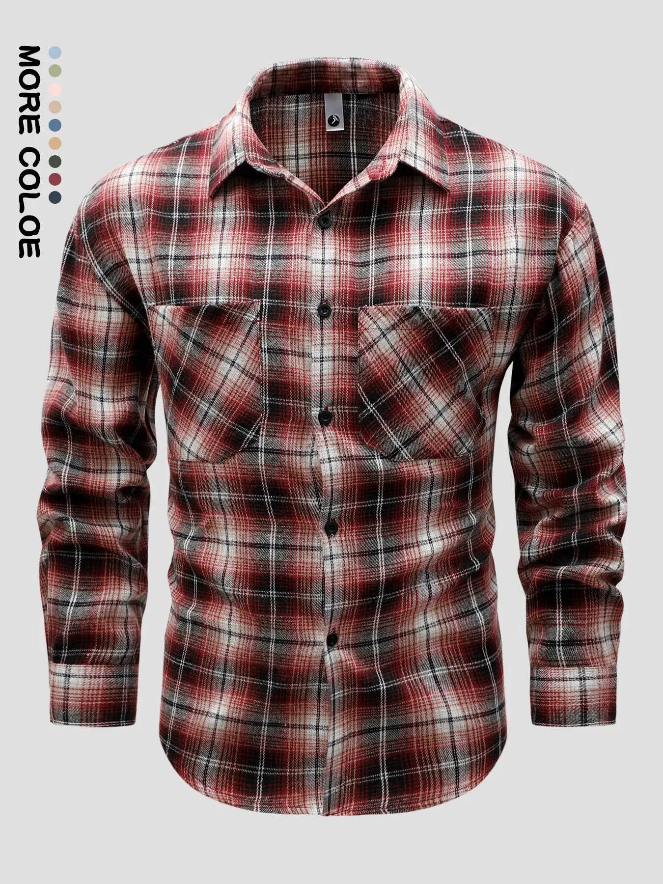 Men's Long Sleeve Plaid Flannel Shirt Lapel Collar Button Down Shirts with Dual Chest Pockets Soft Brushed Casual Loose Fit Vintage Check Blouse Outdoor Workwear Tops Spring Autumn Multi Color Plaid Shacket for Men