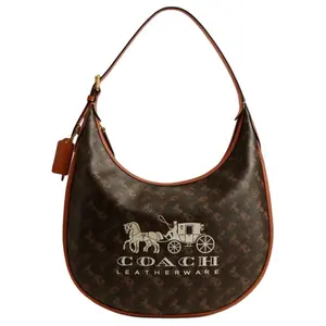 Coach Ace 32 Leather-Blend Half-Moon Crossbody Bag for Women, Truffle Color