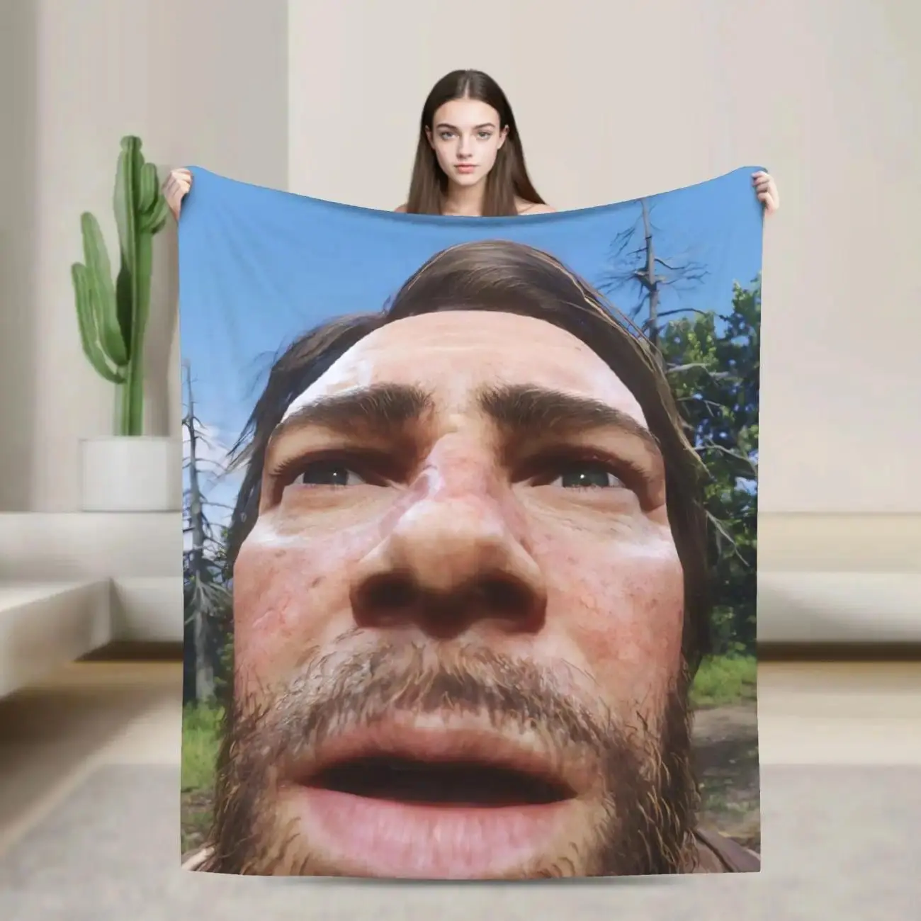 Vintage Western Cowboy Themed Flannel Throw Blanket, Soft Cozy Lightweight Plush Portable Cover for Sofa Bed, Warm Birthday & Christmas Gift for Wild West Game Enthusiasts