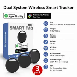 3-Pack Smart Tags for Android and Apple, Dual System Wireless Tracker, Google Find HUB & iOS Find My APP, Key Finder, Compact Design