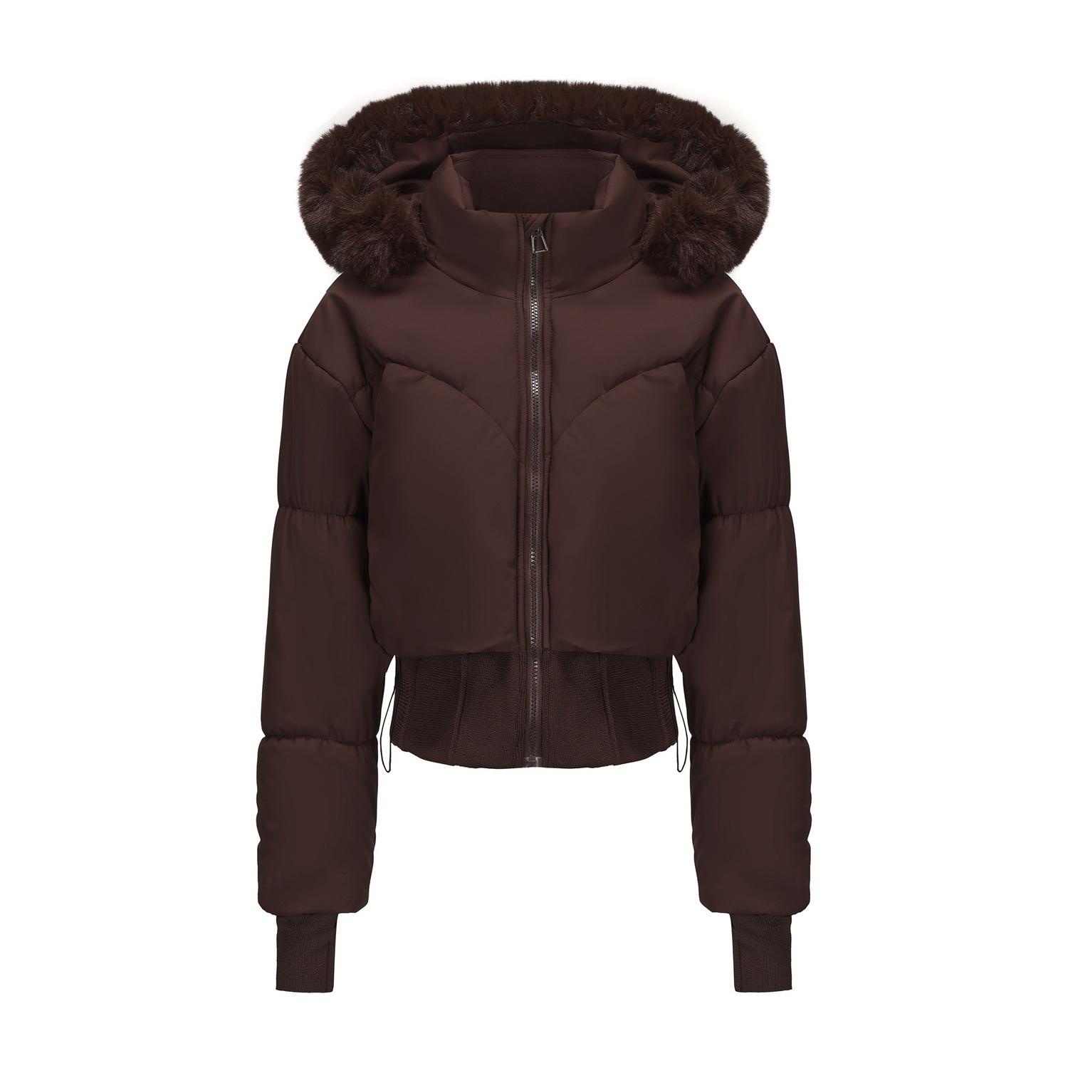 BIGWIG women's long-sleeved autumn and winter short down jacket, with hood for going out, basic parka, jacket, hooded jacket, girls zipper jacket, 2025 fashion new style, long-sleeved puffy jacket, stand-up collar zipper, quilted filling
