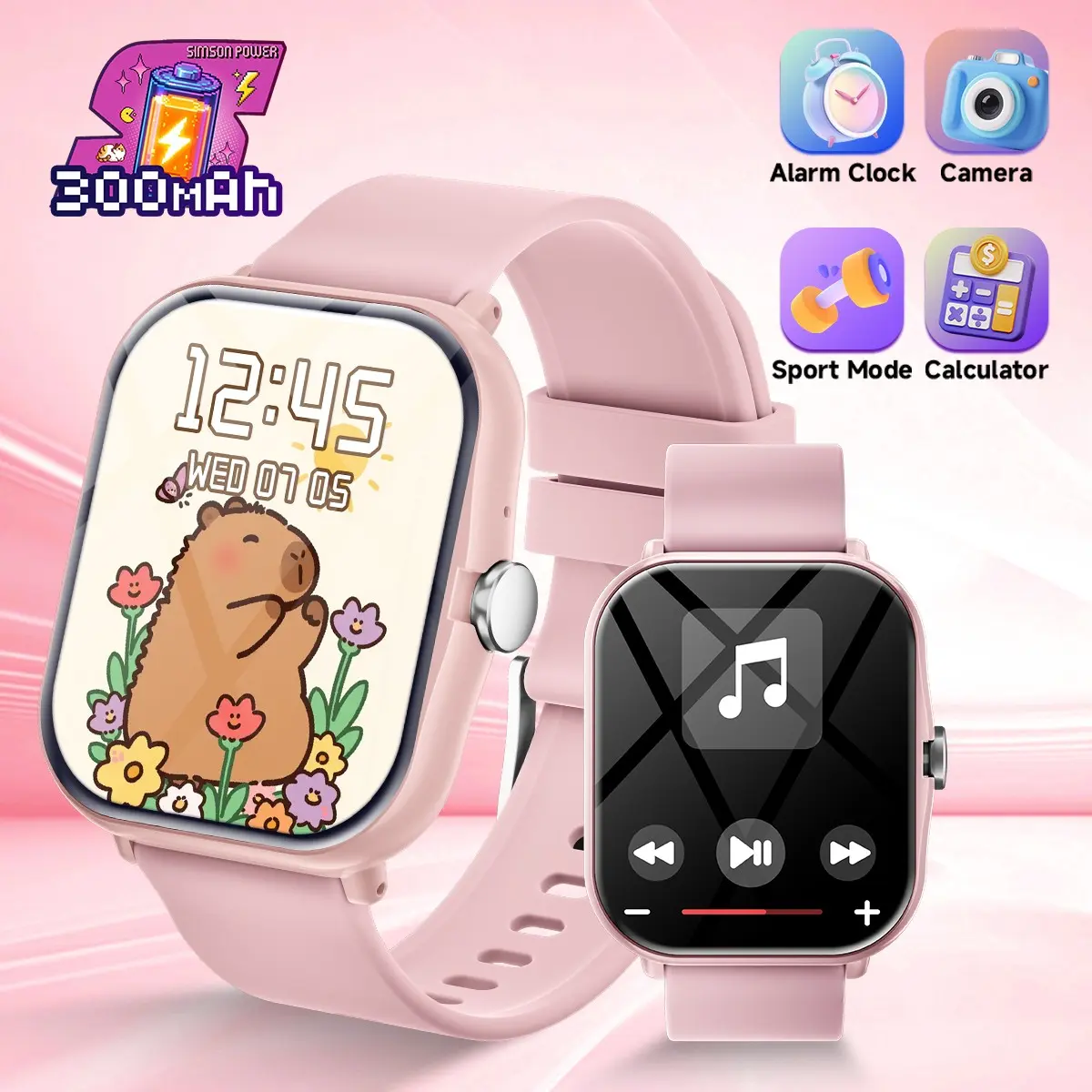 1.83 Inch HD Touchscreen Kid Smartwatch, BT-compatible Call, Message Notification, Custom Dynamic Watch Face, Fitness Tracker, Calculator,Camera Remote,Pedometer Unisex Wearable Gift,Smartwatch for Boy and Girl,Compatible with iOS and Android