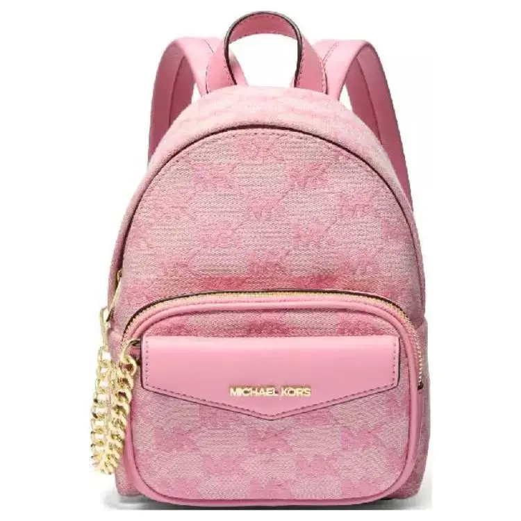Michael Kors MK Maisie Classic Monogram Zip-Top Backpack – Women’s Small Leather-Blend Bag in Pink and White
