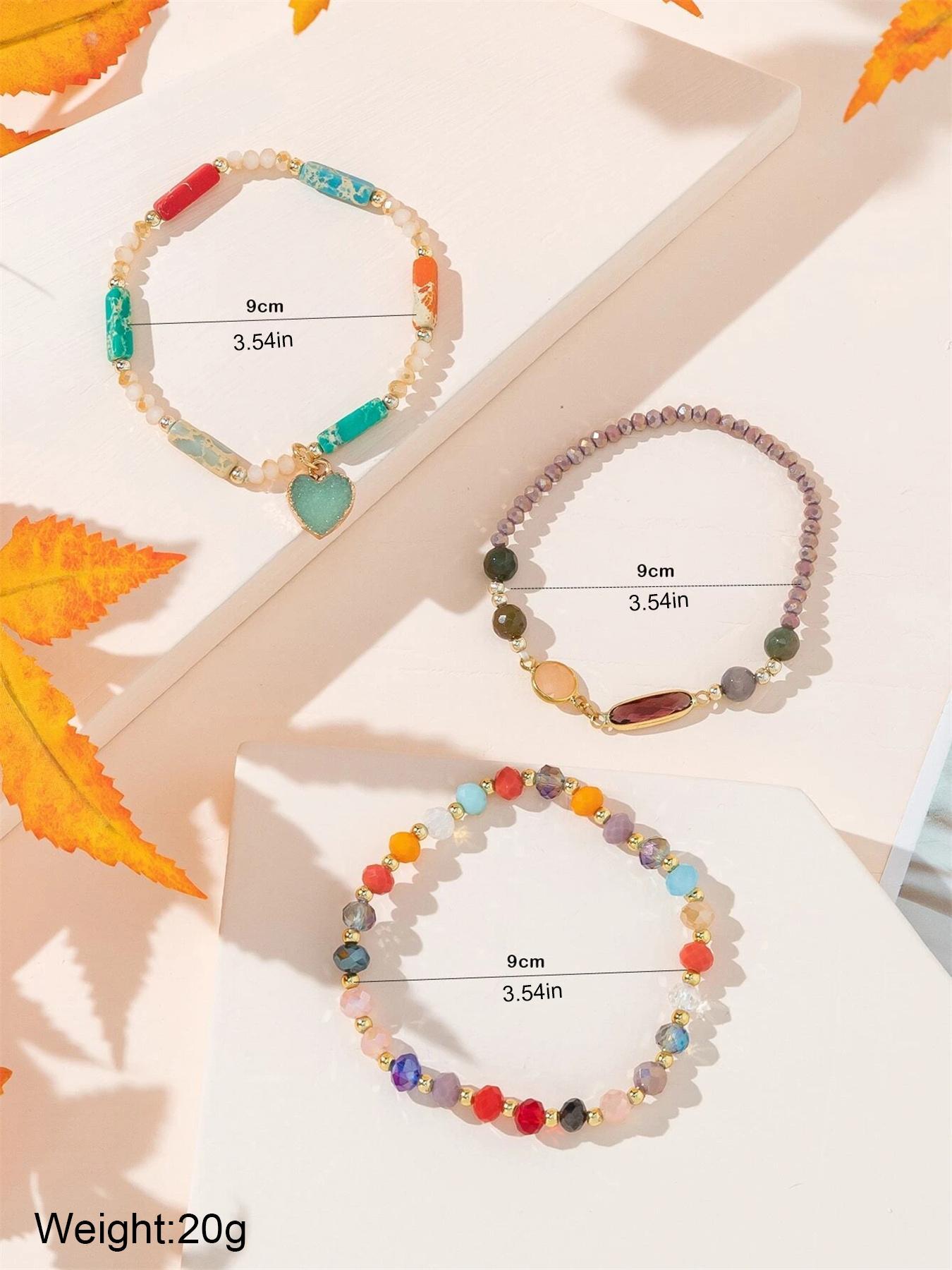 Boho Style Heart Charm Decor Beaded Bracelets, Fashionable Beaded Bracelets for Women, Trendy Versatile & Exquisite Jewelry for Birthday Gift, Beaded Bracelets Set
