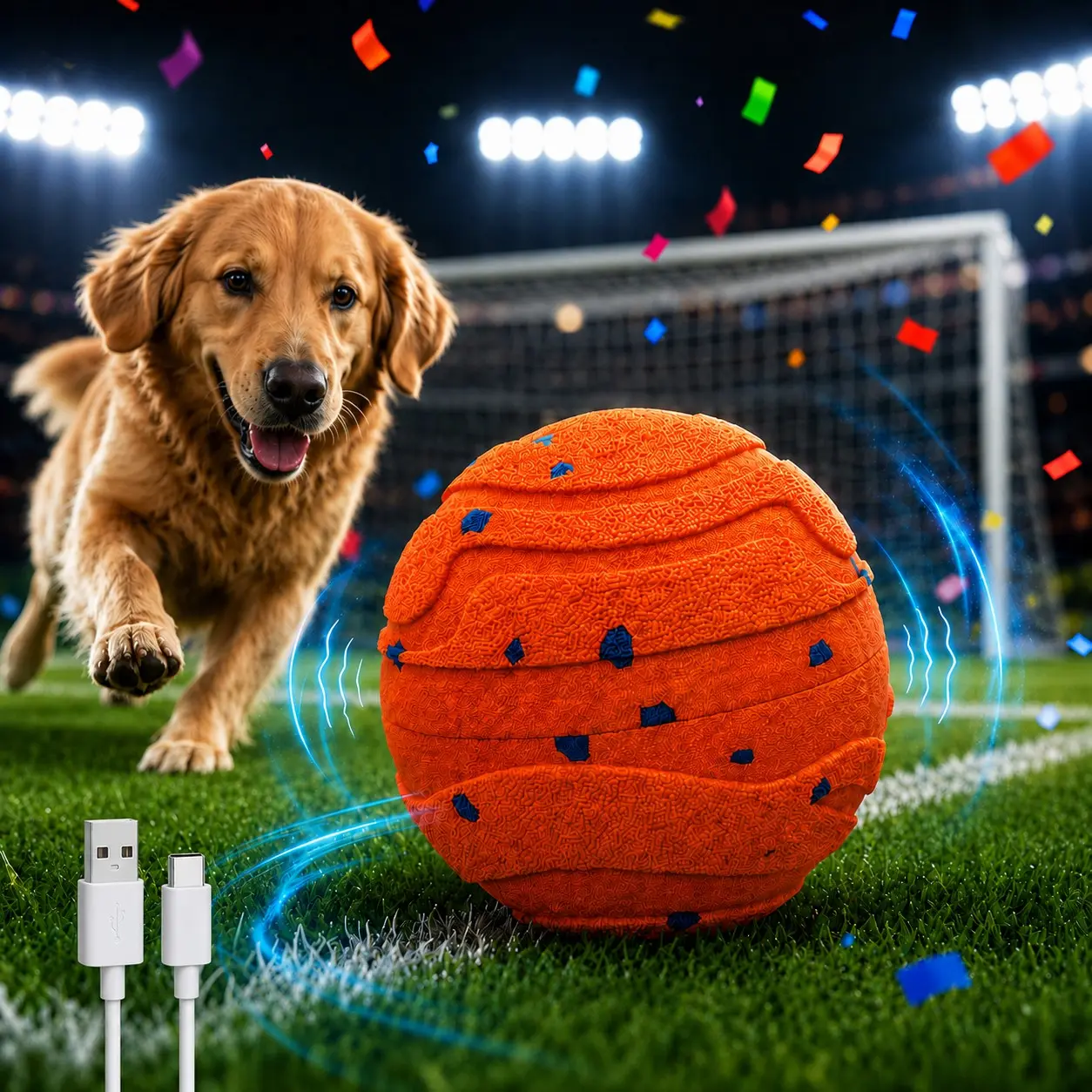 Smart Electric Dog Toy Ball, Rechargeable Automatic Self-Moving Pet Interactive Ball, Durable E-Tpu Shell, Type-C Charging, 3.15 Inch Dog Chase Toy