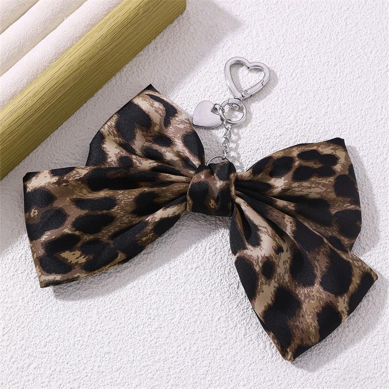 Dark Tone Leopard Bow Heart Set |   Keychain Bag Clip & Hair Accessories