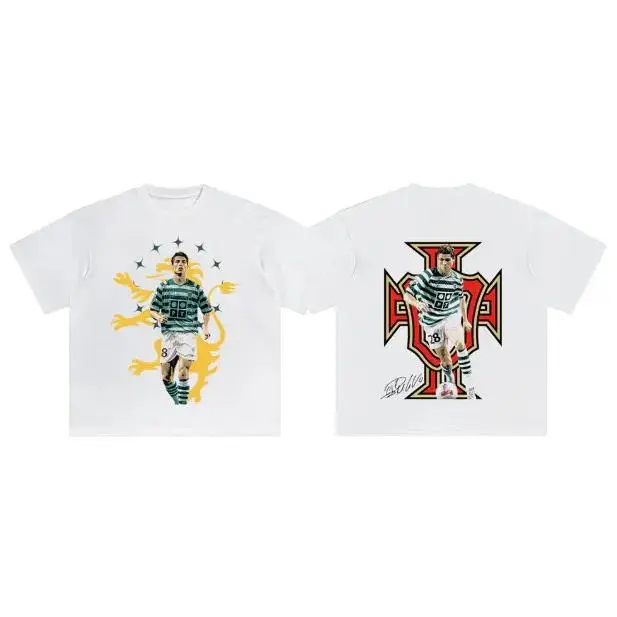 Women's Unisex Ronaldo 2-Sided Vintage Graphic Crew Neck Soccer T-Shirt, Cotton Comfort Streetwear Sport Merch, 2xl-3xl Sizes, Cold Wash Only, Do Not Dry Clean, Fan Gift, Fast & Reliable Shipping, Full Range
