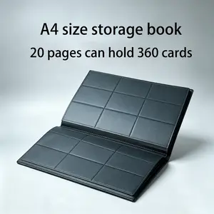 A4 size nine-square grid double-sided card book storage book, 20 Pages 360 Slots, Business Name Badge Organizer, Stores Game Cards, Star Cards, Etc