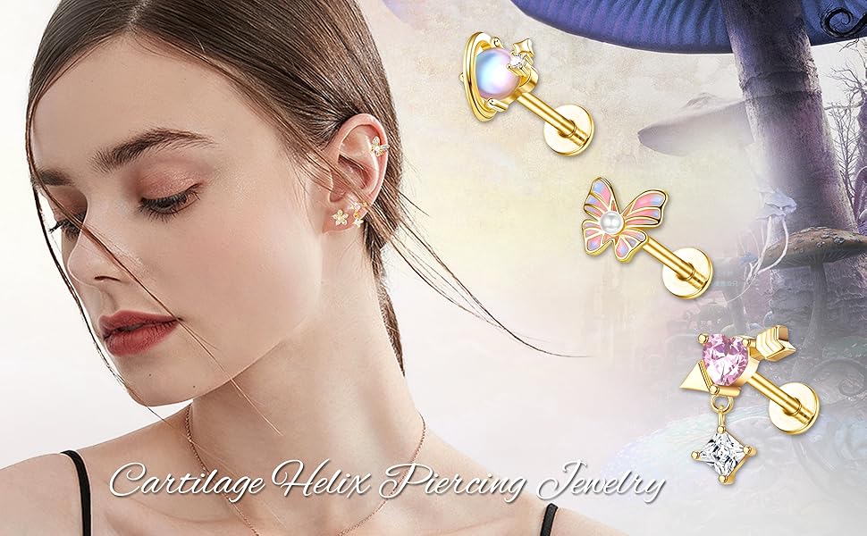 Sanfenly 9 Pcs Steel Cartilage Tragus Earrings for Women Gold Tragus Cartilage Helix Conch Piercing Jewelry 16G Surgical Stainless Cartilage Labret Jewelry Helix Tragus Piercing Cute Flower Butterfly Ear Piercing Stud Sanfenly 9 Pcs Steel Cartilage Tragus Earrings for Women Gold Tragus Cartilage Helix Conch Piercing Jewelry 16G Surgical Stainless Cartilage Labret Jewelry Helix Tragus Piercing Cute Flower Butterfly Ear Piercing Stud