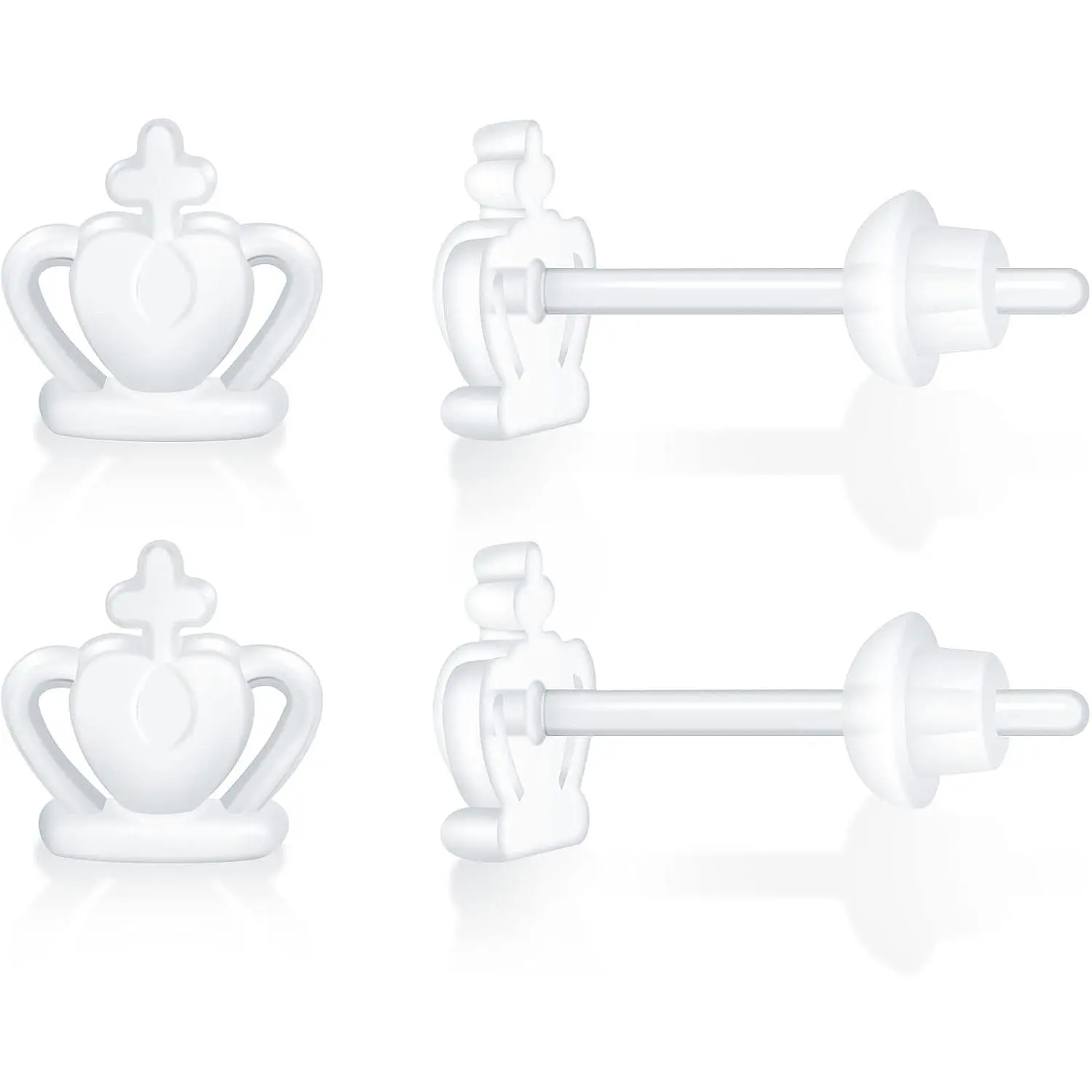 6 Pairs Invisible Plastic  Earrings For  Ears - Clear,  & Work