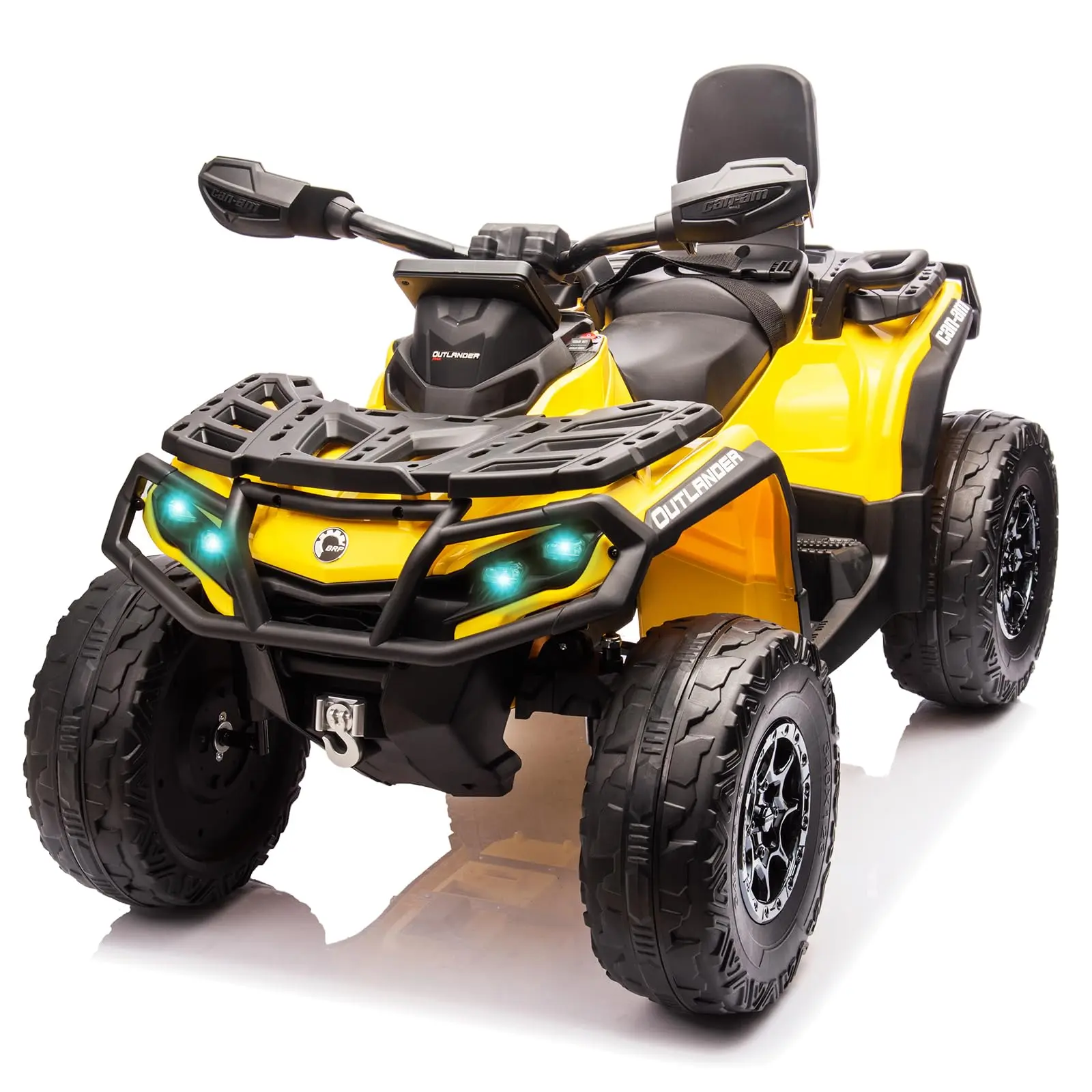 24V Kids ATV 4 Wheeler, 2-Seater 800W 4WD Electric Ride-On Toy with High/Low Speeds, Seat Belt, Spring Suspension, LED Headlights, Bluetooth, USB and Music, Battery-Powered Off-Road Quad, Outdoor Gift for Kids Ages 3-8, 110 lb Capacity