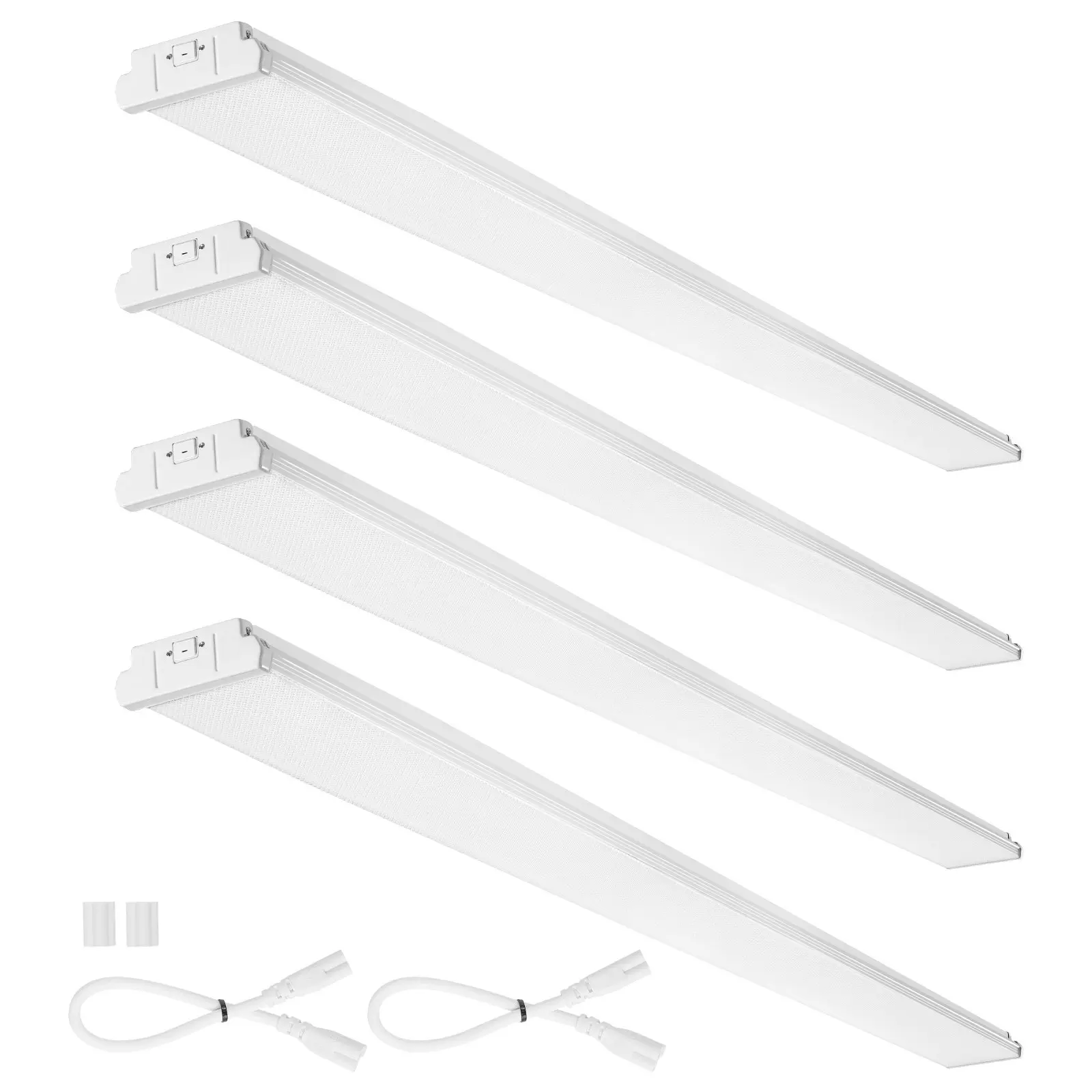 【toolupgrade】VEVOR 4 Pieces 8FT Rectangular LED Wraparound Ceiling Lights, 110W High Lumens 10000LM Flush Mount Flat Back Shop Lights, 6500K Daylight Fixtures for Garage Office, FCC-Certified Fluorescent Tube Replacement