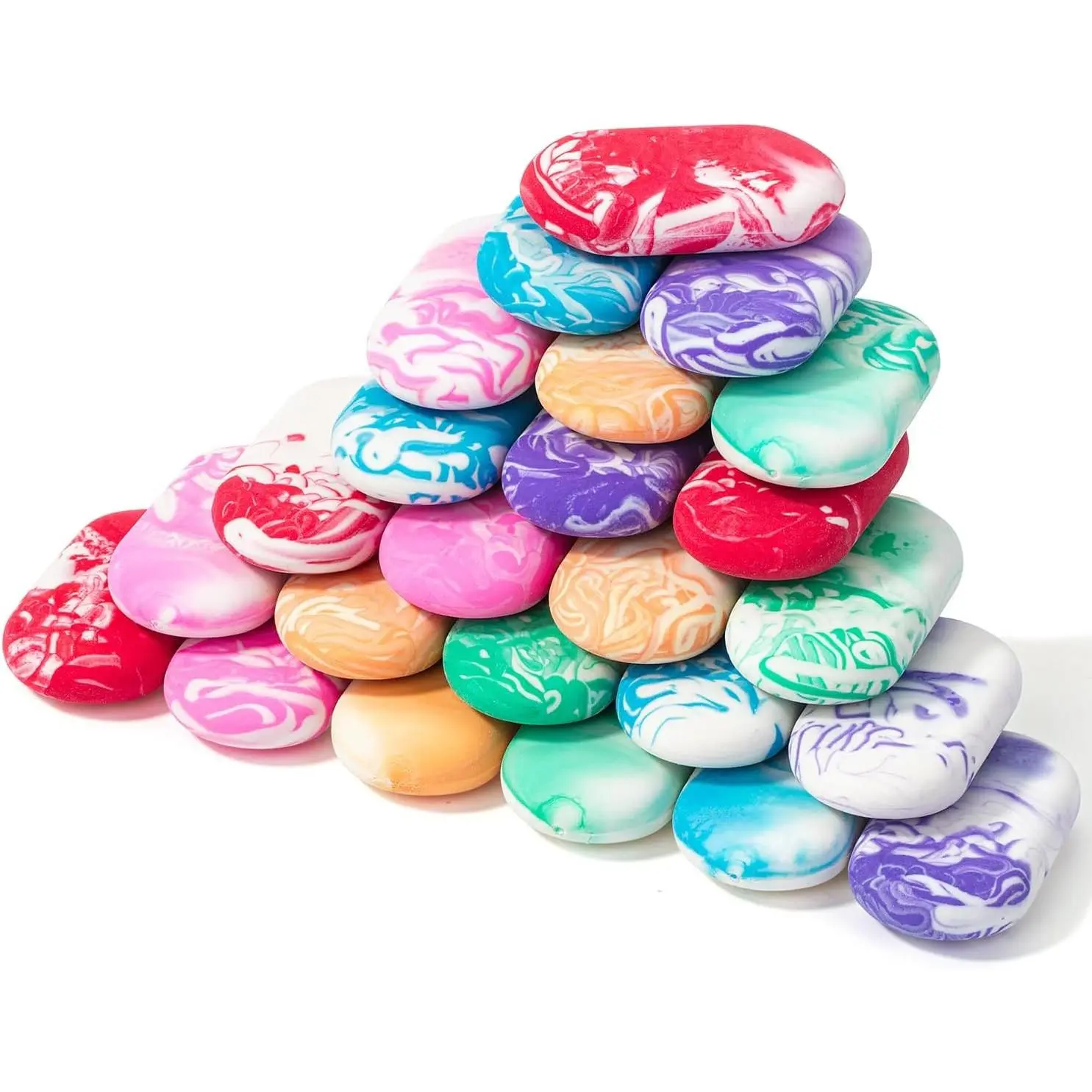 Erasers, 24 Pack, Vibrant Colors, Marble Pencil Eraser | Cute Eraser for kids, Big Erasers for Pencils
