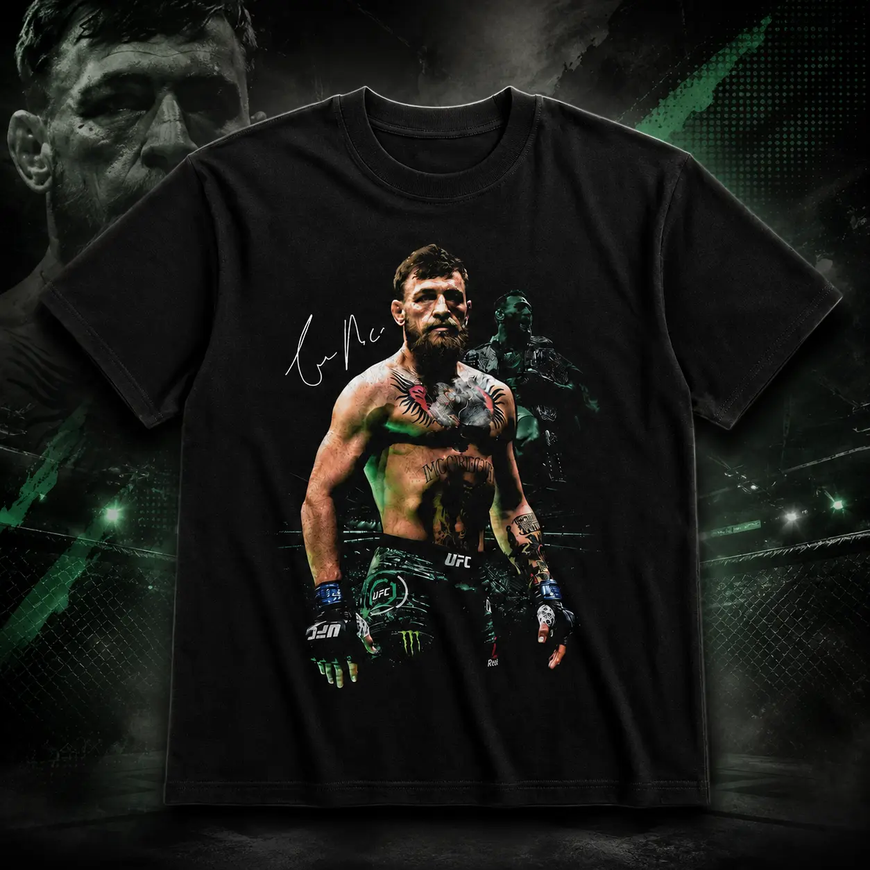Men's Conor McGregor The Notorious Signature Print Cotton Knit Tee - Breathable, Medium Length, Machine Washable Irish UFC MMA Fighter T-Shirt