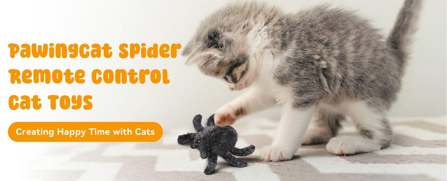 Horror Spider Moving Interactive Remote Control Cat Toy for Indoor Cats, Easter& Halloween Fun