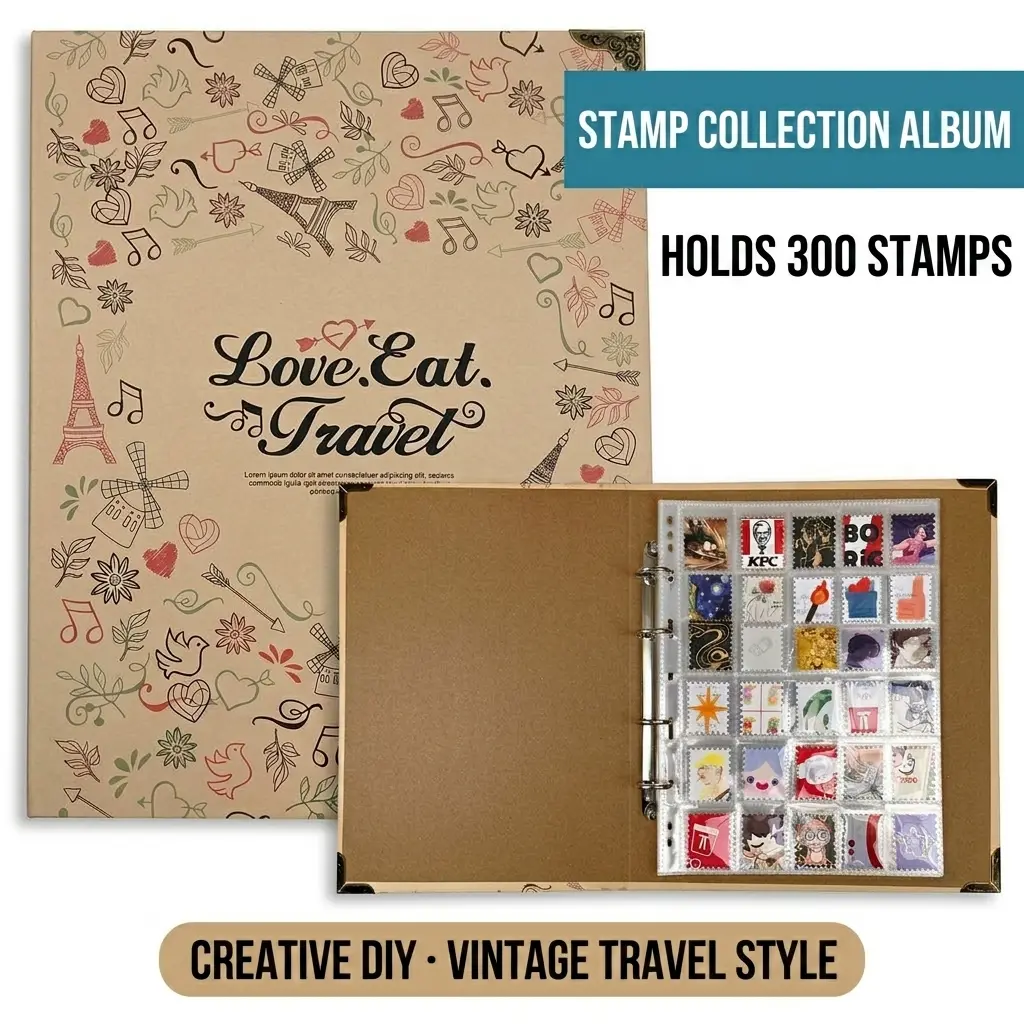 Stamp Storage Album - Transparent Pocket Binder Organizer for Scrapbooking, Journaling & Kawaii Stationery Supplies