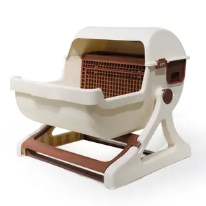 Large Semi Automatic Cat Litter Box, Anti-Splash Enclosed Indoor Cat Toilet
