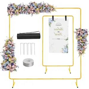Balloon, 6.6FTx6.6FT Wedding, Arch Backdrop Stand, Gold Square Rectangular Metal Background Arch Frame for Garden Flower Arch, Birthday, Baby Shower Parties Decoration
