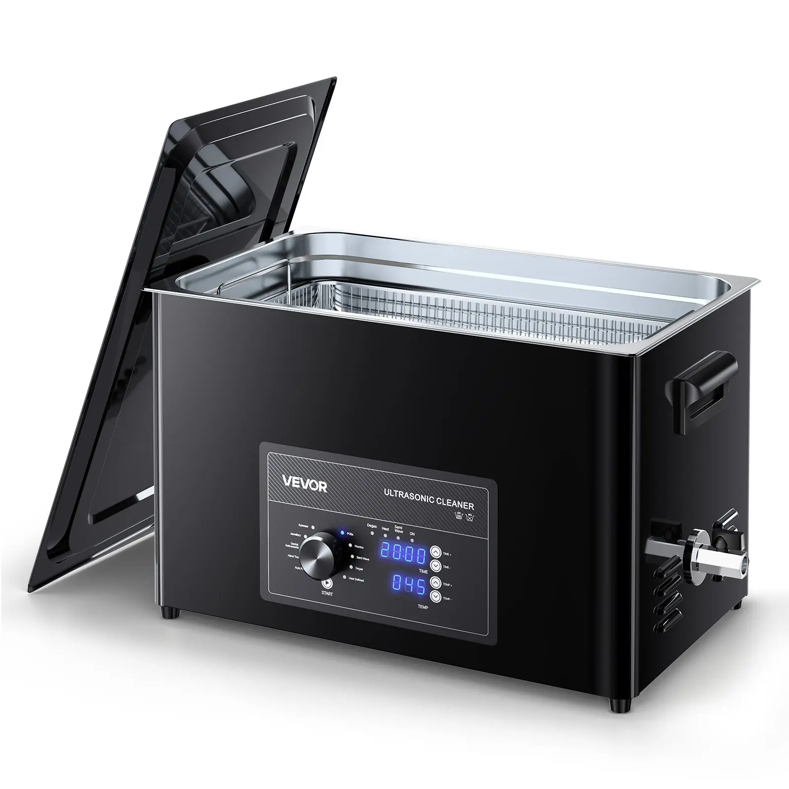 VEVOR 30L Professional Ultrasonic Cleaner Machine, Knob Control Stainless Steel Unit with Basket and Cleaning Ball, for Watches, Jewelry, Razors