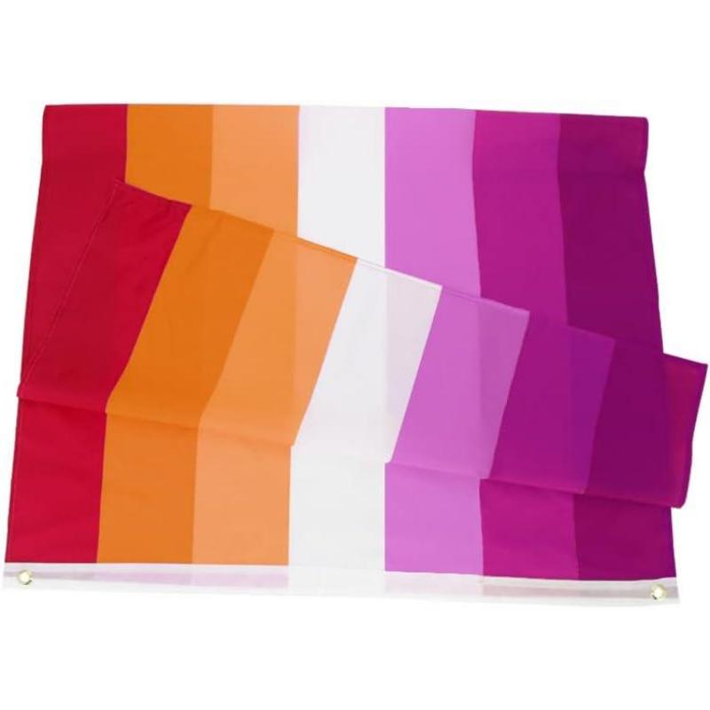 Flaglink Lesbian 7-Stripe Sunset Rainbow Rectangular Banner Flag, Safe-Material Pride Display Decor, Home Tapestry