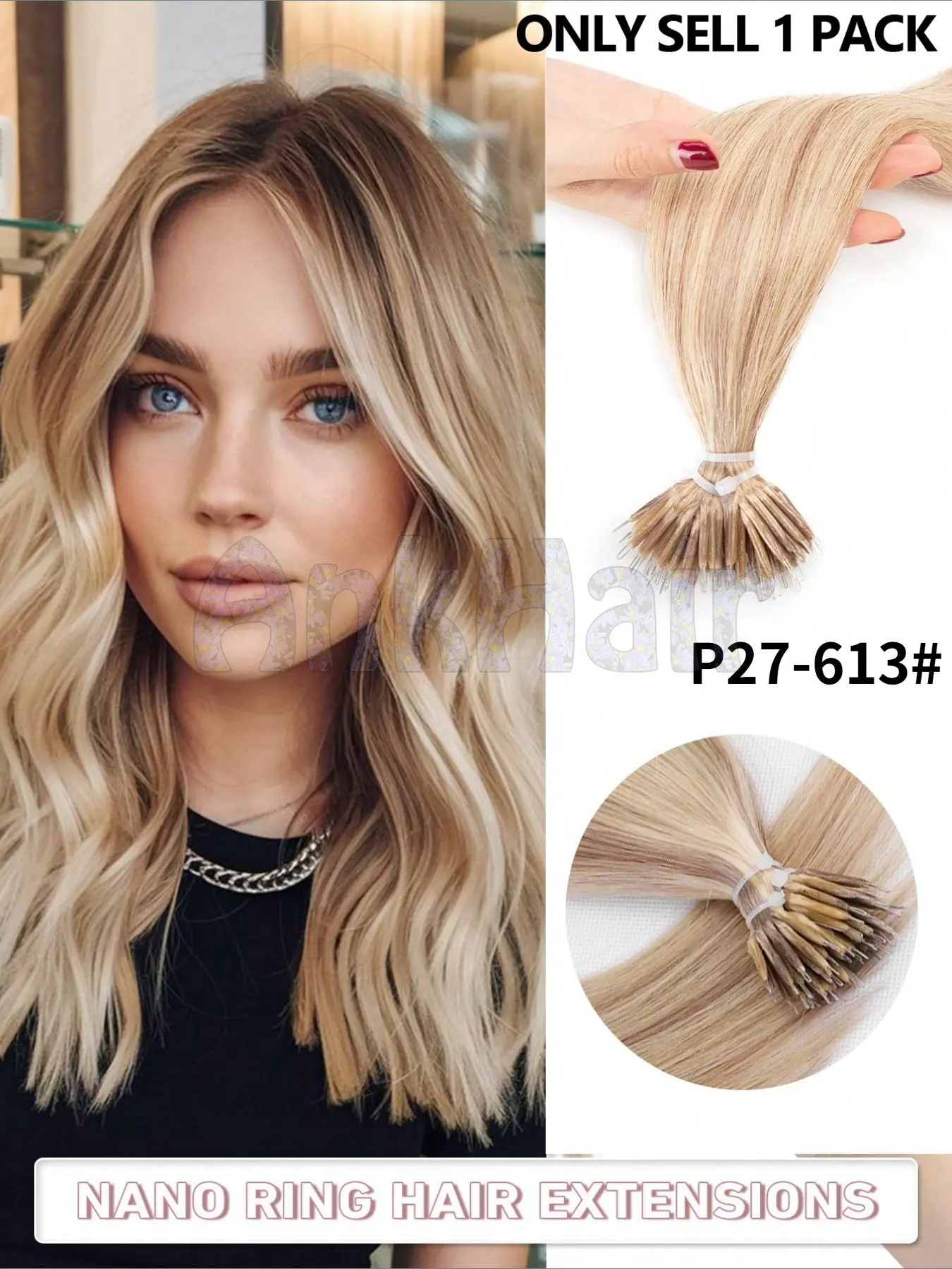 12-22" Nano Ring Microbead Hair Extensions, 30g Real Human Hair Straight, Invisible Nano Bead, Premium Quality for Daily, Wedding & Party