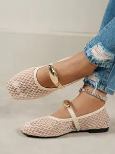 Women's Mesh Mary Jane Shoes, Summer Breathable Slip-On, Retro Matte, Comfortable for Work, Dates, Shopping, Travel
