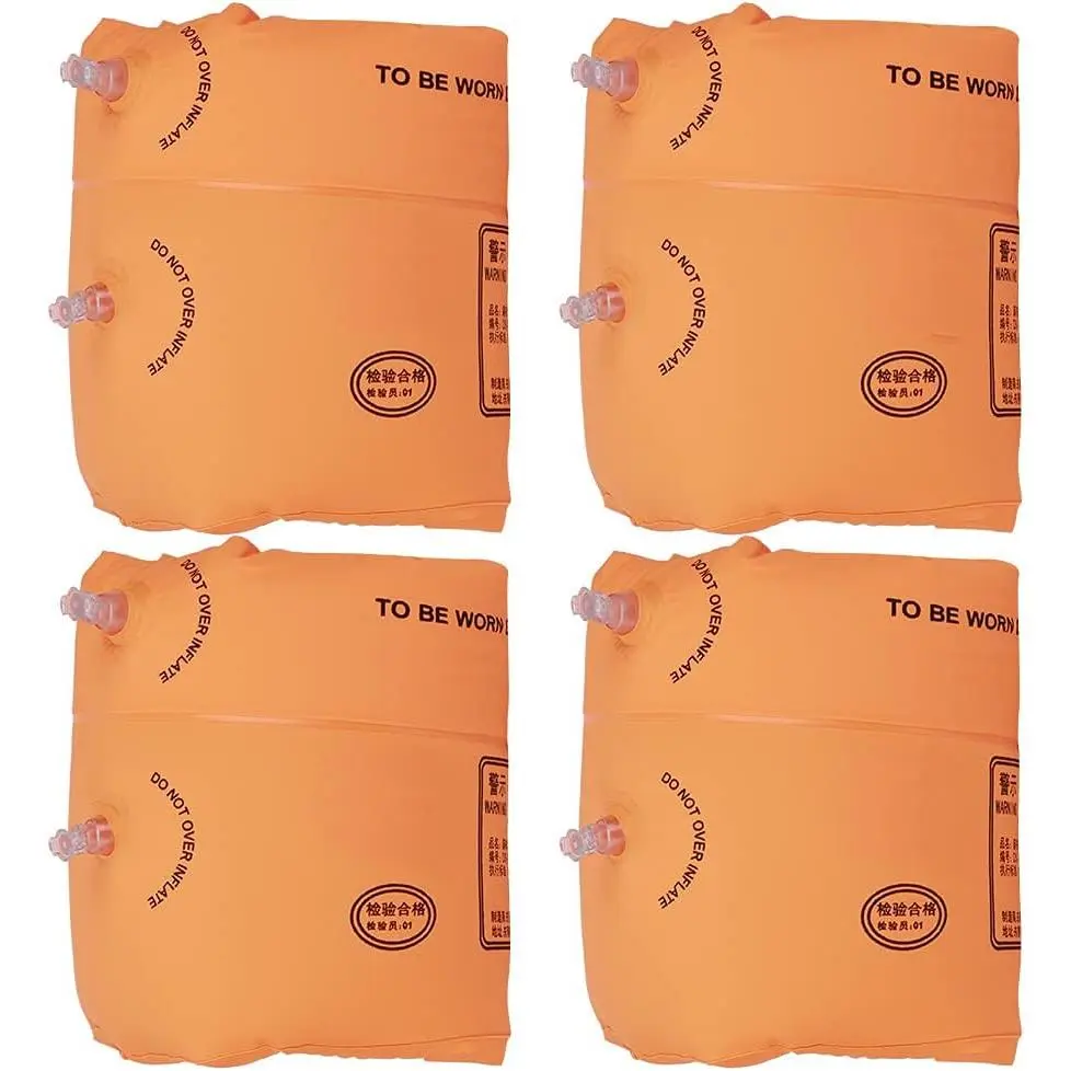 Kids' Inflatable Swimming Arm Bands, PVC Thick Material, Ergonomic Arc Design, Bright Orange, 23x20cm, 2 Pairs for Swimming Learning Safety (Sports & Outdoor Water Sports Accessory)