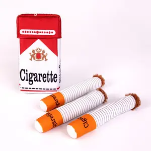 Doggy Cigs Funny Dog Toys - Parody Plush Squeaky Crinkle Interactive Dog Toy - Hide and Seek Treat Hiding Burrow Puzzle Toy for Stimulating Enrichment Activity