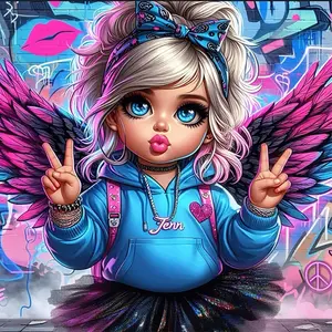 5D DIY Diamond Painting Kit for Kids with Tools Included Unframed Cute Angel Girl Design Colorful Rhinestones Craft Gift for Home Wall Decor Bedroom Art Decoration Beginner Friendly