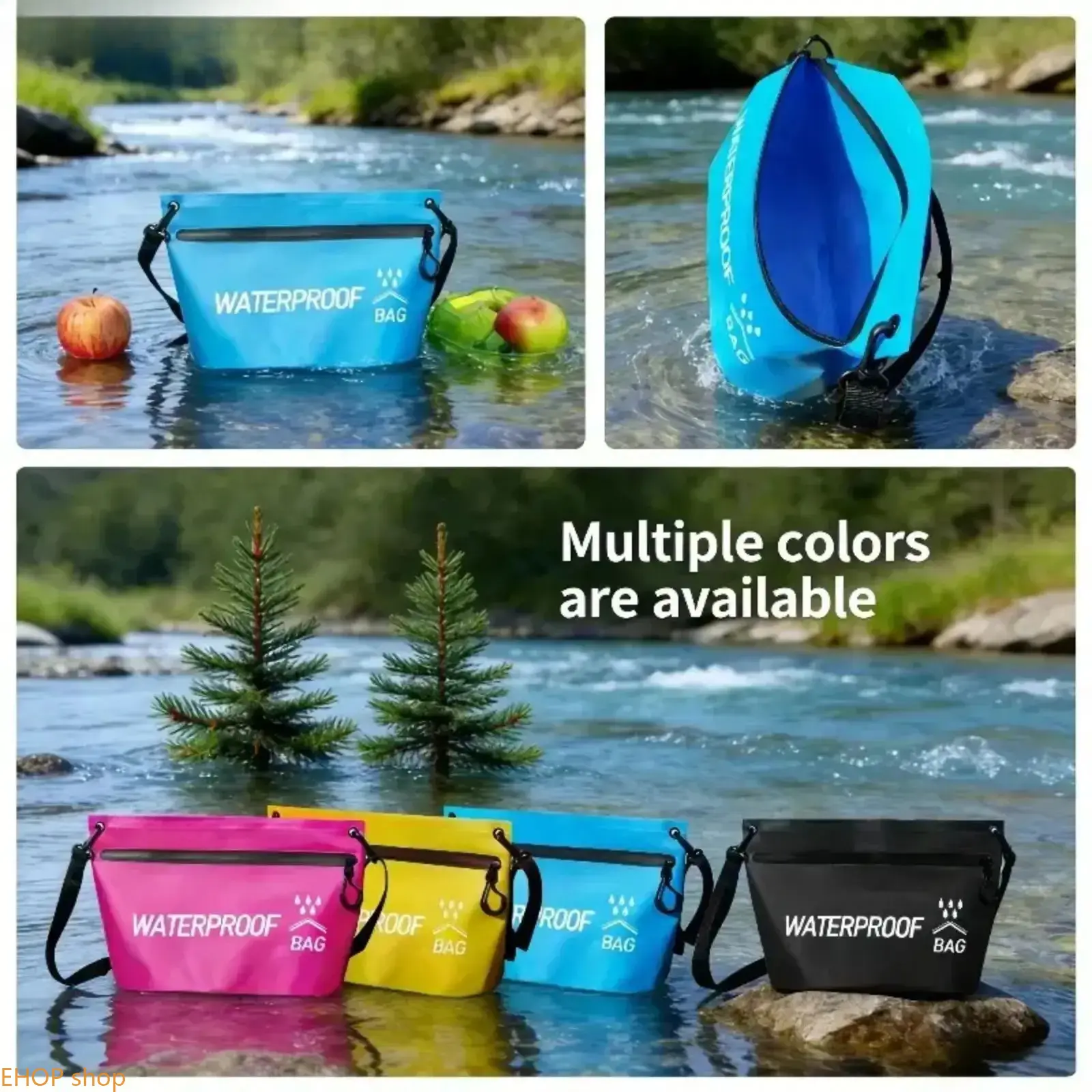 Durable Waterproof Zipper Wash & Dry Storage Bag Portable Outdoor Sports Tote For Swimming Rafting Kayaking Travel Gear Organization