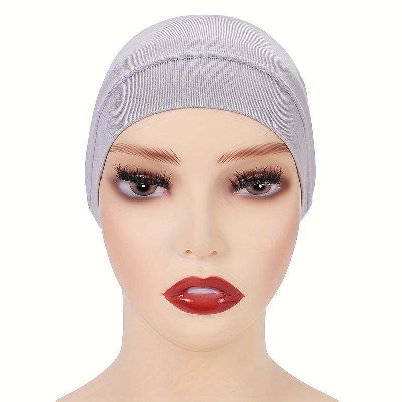 Women's Solid Anti-Slip Undercap Breathable Elastic Inner Hijab Cap for Ramadan Comfortable Fit
