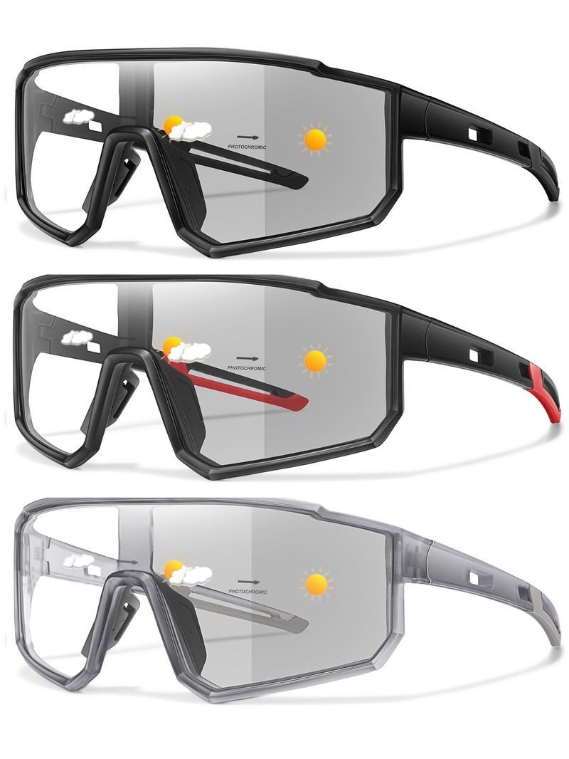3 packs Fashion Cycling Photochromic Sunglasses For Men Women Classic Casual Windproof Eyewear Outdoor Sports Fishing Baseball
