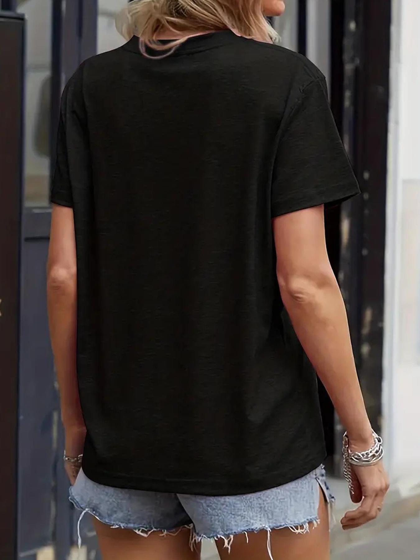 Women's Letter Print Round Neck Tee, Fashion Casual Crew Neck T-shirt for Daily Holiday Vacation Outdoor Wear, Ladies Clothes for Spring, Womenswear