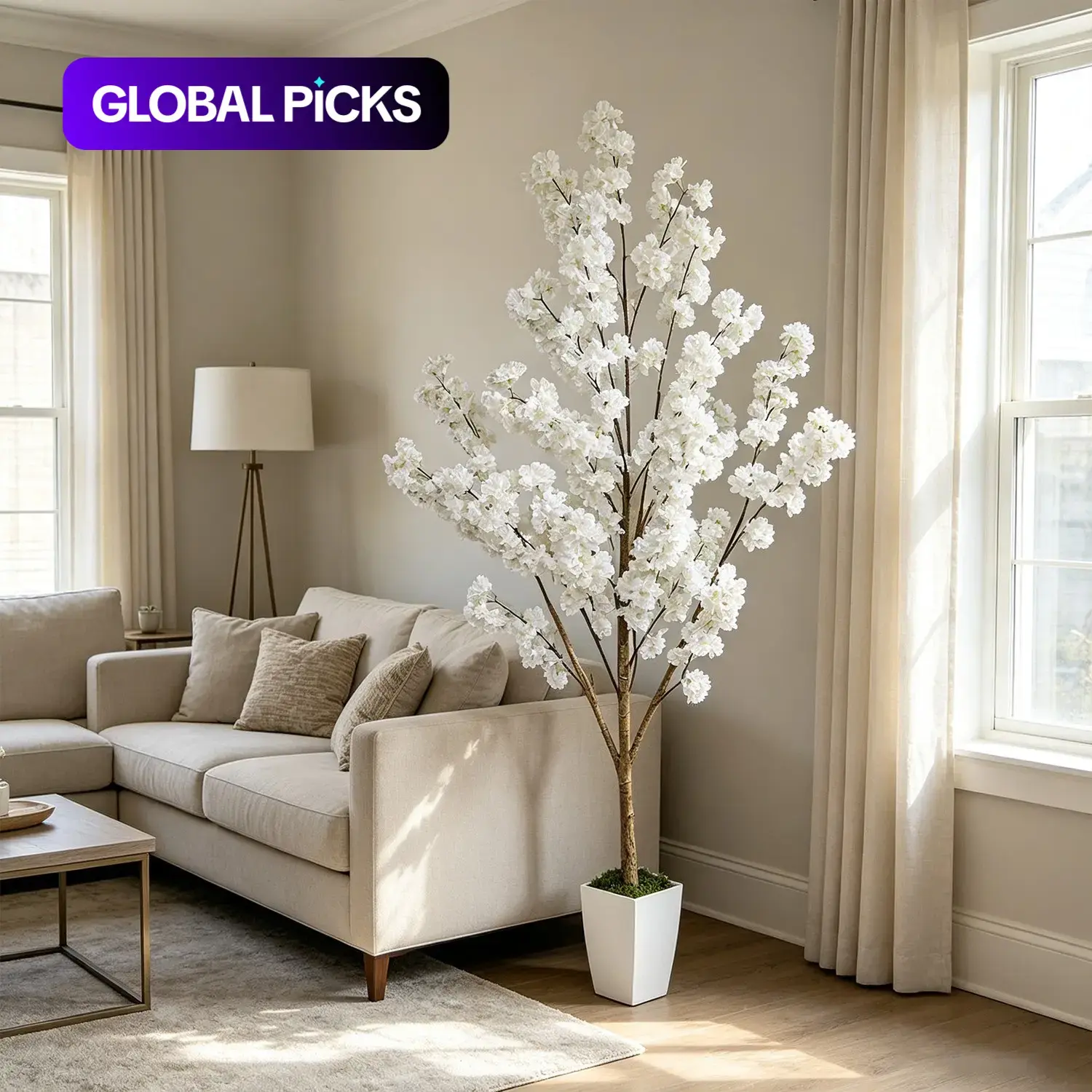 1Pcs 130/160/180cm Cherry Blossom Tree Decor, Artificial Plant for Home,living room Office, Wedding, Party, Valentine's Day, Christmas, Halloween #GLOBAL PICKS
