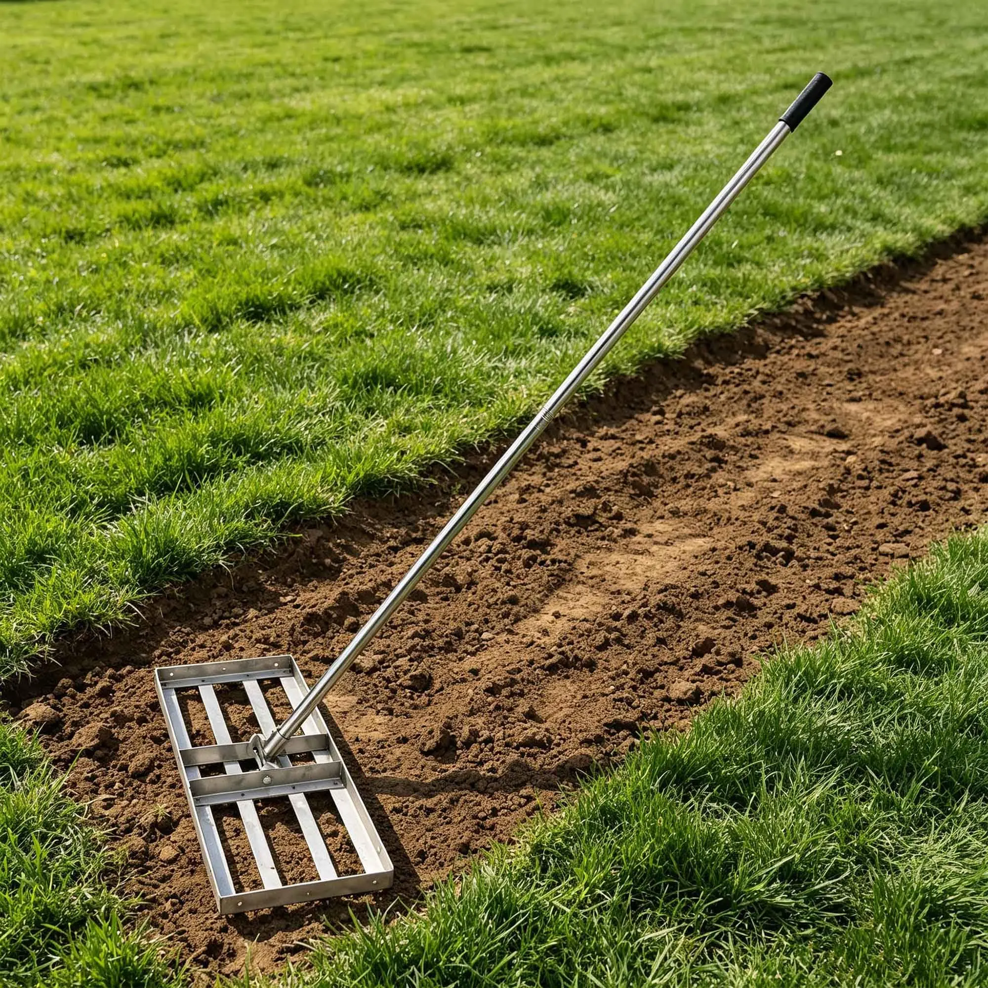 Garvee 30"x10" Lawn Leveling Rake, Lawn Leveling Tool with 180° Flexible Rotation & Long Handle, Yard Leveling Rake for Yard Garden Golf Course Farm