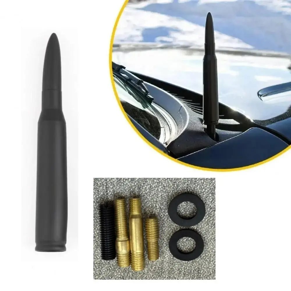14cm Creative Bullets Shaped Antenna Mast Stable Signal Aluminum Alloy AM/FM Radio Aerial Car Modification Decorative fittings