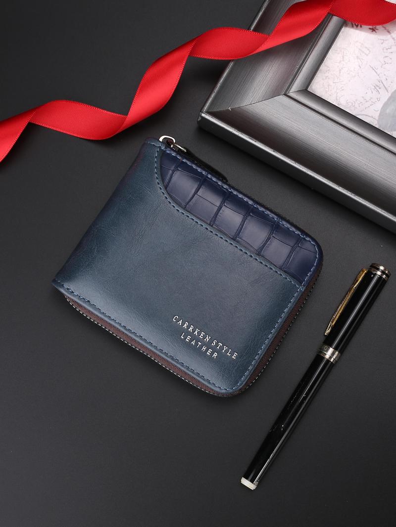 Men's Business Fashion Patchwork Short Wallet, Casual Multi Card Slot Wallet for Daily Used, Vintage All-match Bifold Wallet for Men, Business Wallets