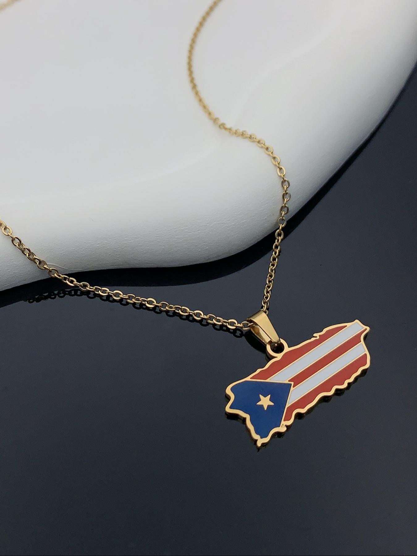 Fashion Stainless Steel Flag Design Charm Necklace, Punk Streetwear Women Matching Necklace, Hip Hop Matching Vintage Jewelry, Stainless Steel Craftsmanship, Streetwear Accessory, Streetwear Statement Jewelry, Boho Style Jewelry
