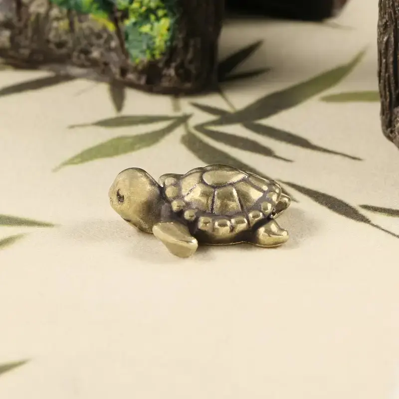 Vintage Brass Turtle Decorative Figurine, Antique Copper Color Miniature Ocean Life Ornament, Sea Turtle Decor, Perfect for Home Office Living Room Display, Shelf Decor, Decoration, Home Decor Accessory, Figurines Decor, Decorations And Ornaments