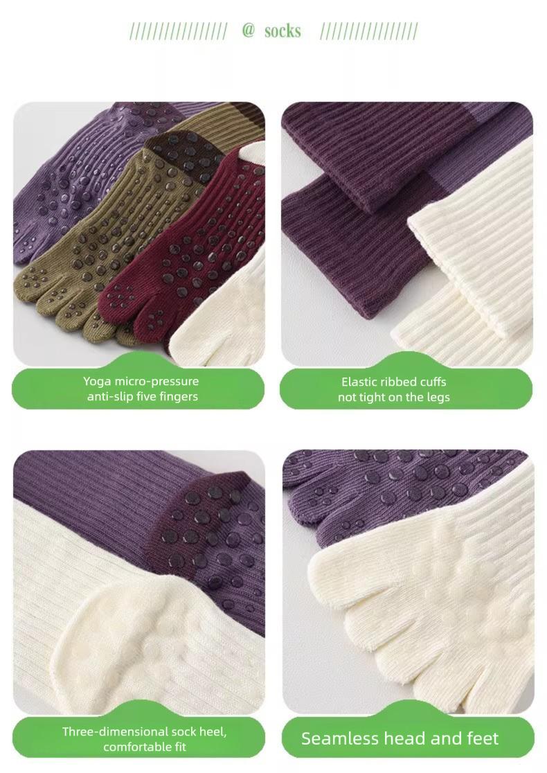 Women's Five Finger Yoga Socks, Non Slip ,Deodorizing Absorb Sweat Summer Indoor Sports ,Professional Fitness Pilates Mid Calf Socks,Non-Slip Toe-Separating Yoga Socks for Women - Cushioned Athletic Socks for#Yoga, Pilates, Barre & Gym Workouts