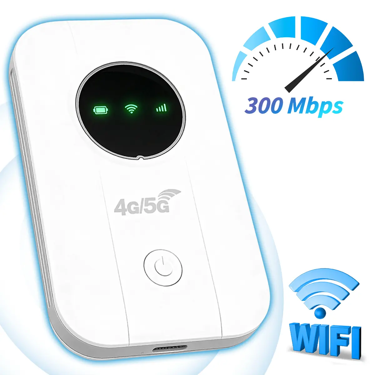 4G LTE Portable Mobile WiFi Hotspot, 300Mbps Fast Internet Pocket Router for Camping, Vacation & Business Trips, Multi-Device Support Europe Travel with Long-Lasting Battery