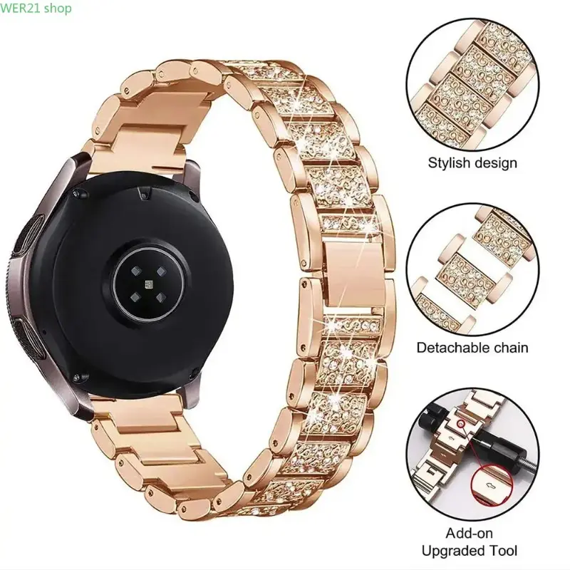 2026-1pcs 20/22mm Sparkling Rhinestone Watch Women Band for Samsung Galaxy Watch, Compatible with Huawei, Xiaomi & Amazfit Watches, Smart Watch Straps, Smart Watch Accessories, Smartwatch Strap