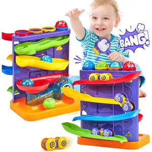Toddler Toys for 1 Year Old Boy Birthday Gift 2 in 1 Pound Ball Toy & Car Ramp Race Track Learning Active Early Developmental Toys for 1-Year-Old Birthday Gifts